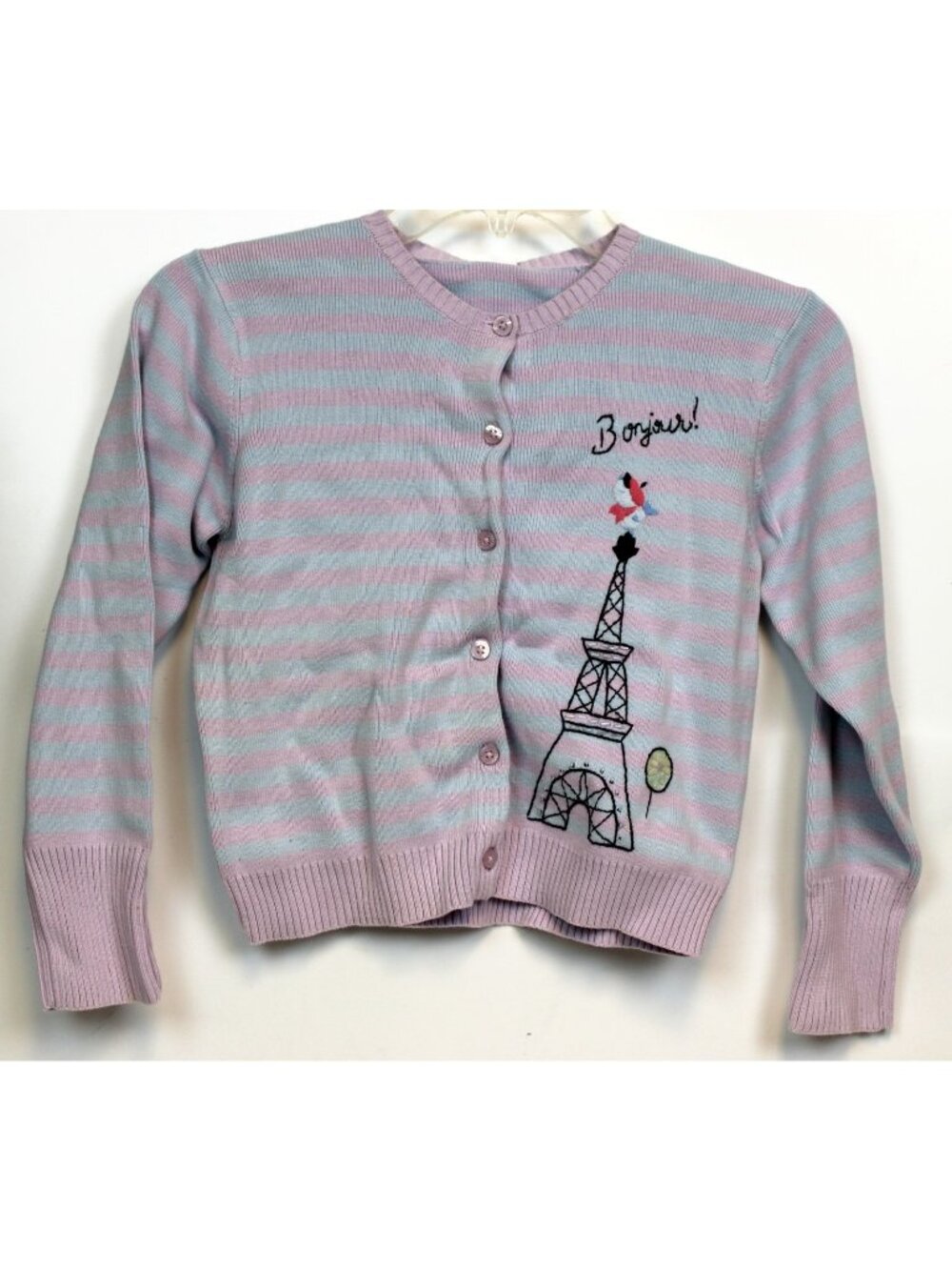 2004 Gymboree European Holiday T-Shirt sz 8 Cardigan Sweater Stripe Eiffel Tower